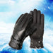 Men’s insulated PU leather phone gloves - black - Cycling gloves<<<HurtelXML