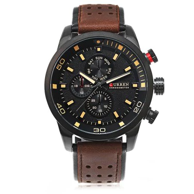 Men’s waterproof quartz watch with leather strap CURREN 8250 - Men’s Watches