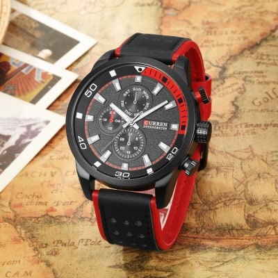 Men’s waterproof quartz watch with leather strap CURREN 8250 - Men’s Watches