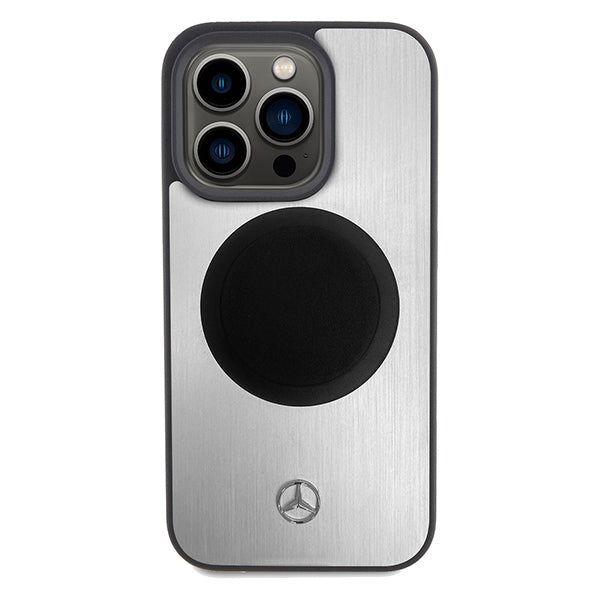 Mercedes Leather&Alu MagSafe case for iPhone 15 Pro - silver - Cell phone cases and covers<<<HurtelXML