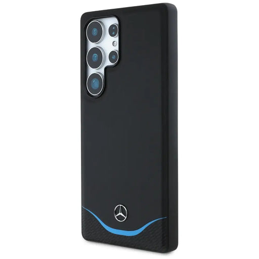 Mercedes Leather Contrasted Blue Horizontal Curve MagSafe Case for Samsung Galaxy S25 Ultra - Black - Cell phone cases