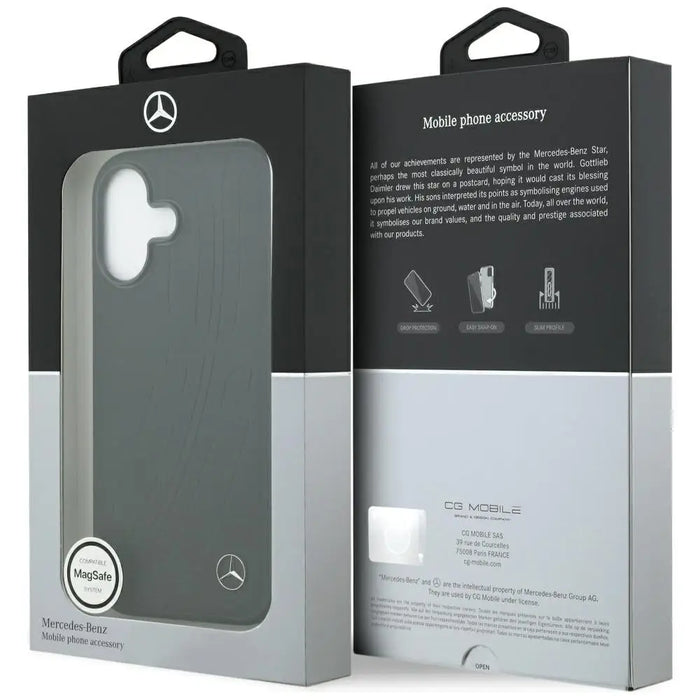 Mercedes Leather Large Laurel Leave MagSafe Case for iPhone 17 - Black - Cell phone cases and covers<<<HurtelXML