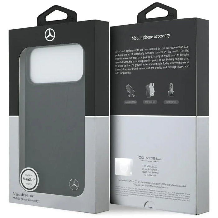 Mercedes Leather Large Laurel Leave MagSafe Case for iPhone 17 Pro Max - Black - Cell phone cases and covers<<<HurtelXML