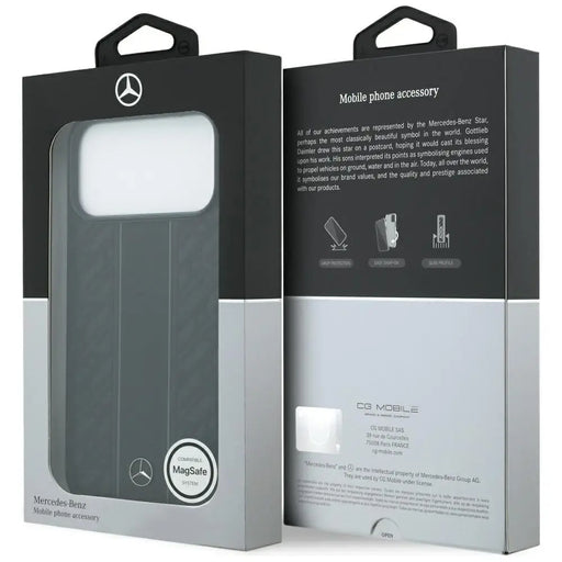 Mercedes Leather Laurel Leaves Stripes MagSafe Case for iPhone 17 Pro Max - Black - Cell phone cases