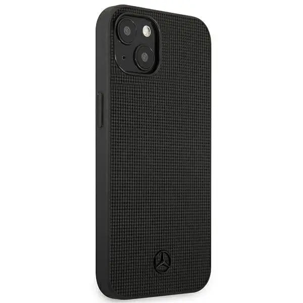 Mercedes Leather Meshed Metal Logo Case for iPhone 13 - Black - Cell phone cases and covers<<<HurtelXML