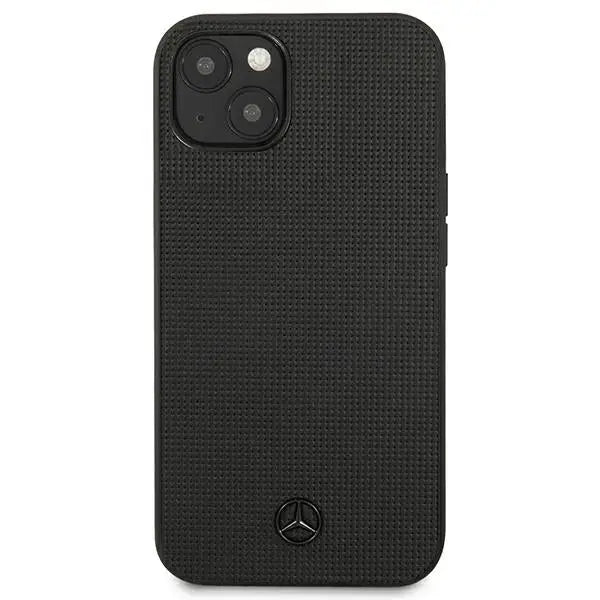 Mercedes Leather Meshed Metal Logo Case for iPhone 13 - Black - Cell phone cases and covers<<<HurtelXML