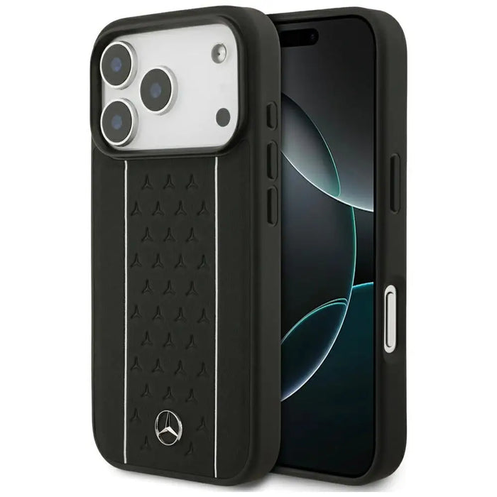 Mercedes Leather Star Pattern Stripes MagSafe Case for iPhone 17 Pro - Black - Cell phone cases and covers<<<HurtelXML