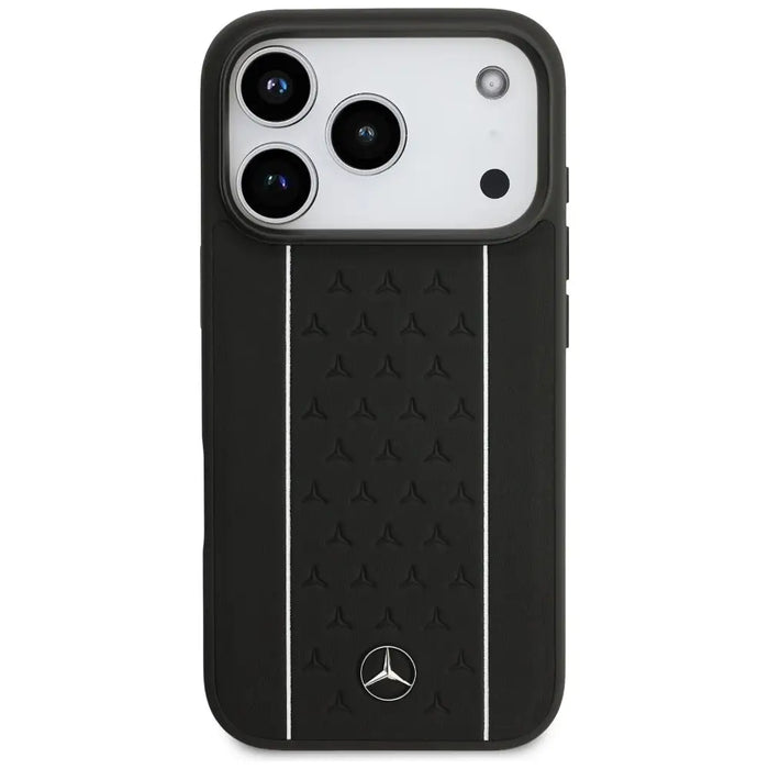 Mercedes Leather Star Pattern Stripes MagSafe Case for iPhone 17 Pro - Black - Cell phone cases and covers<<<HurtelXML