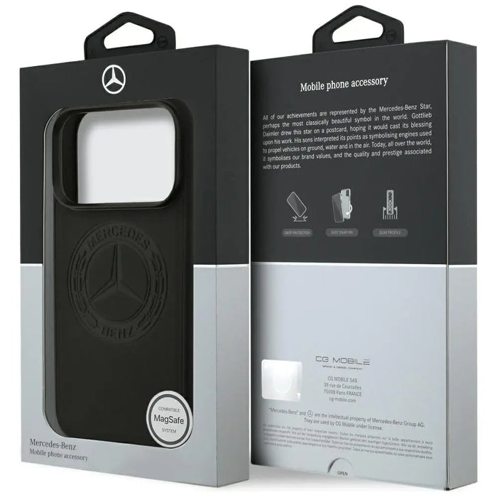 Mercedes Leather Vintage Logo MagSafe Case for iPhone 17 Pro - Black - Cell phone cases and covers<<<HurtelXML