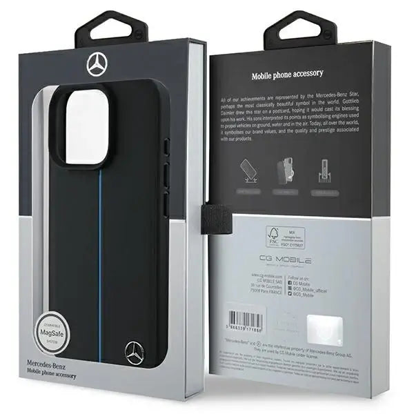 Mercedes MB Blue Line Leather MagSafe Case for iPhone 16 Pro Max - Black - Cell phone cases and covers<<<HurtelXML