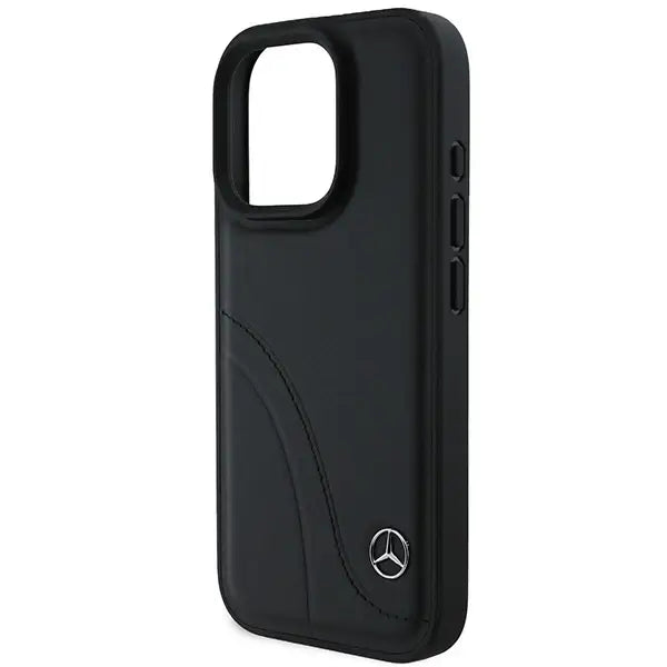 Mercedes MB Curved Stitches Leather iPhone 16 Pro Max Case - Black - Cell phone cases and covers<<<HurtelXML