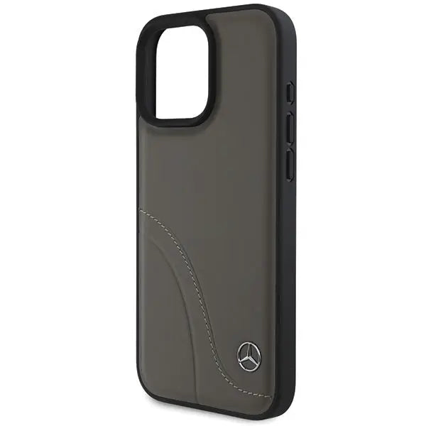 Mercedes MB Curved Stitches Leather iPhone 16 Pro Max Case - Brown - Cell phone cases and covers<<<HurtelXML