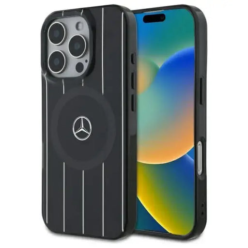 Mercedes MB Double Layer Crossed Lines MagSafe Case for iPhone 16 Pro Max - Black - Cell phone cases