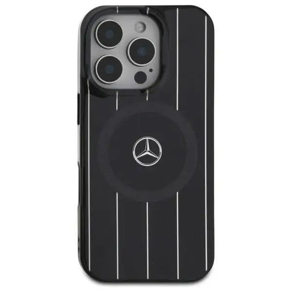 Mercedes MB Double Layer Crossed Lines MagSafe Case for iPhone 16 Pro Max - Black - Cell phone cases
