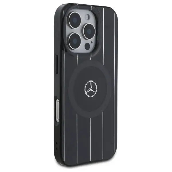 Mercedes MB Double Layer Crossed Lines MagSafe Case for iPhone 16 Pro Max - Black - Cell phone cases