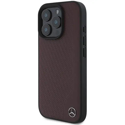 Mercedes MB Wood Imitation Leather MagSafe iPhone 16 Pro Case - Red - Cell phone cases and covers<<<HurtelXML