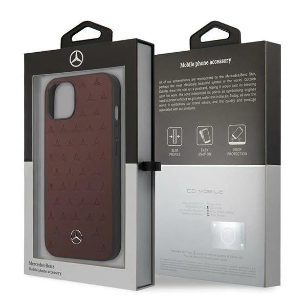 Mercedes MEHCP13MPSQRE iPhone 13 6,1’’ czerwony/red hardcase Leather Stars Pattern - Cell phone cases