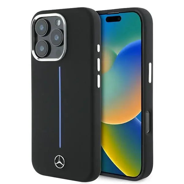 Mercedes Silicone Blue Stripe MagSafe Case for iPhone 16 Pro Max - Black - Cell phone cases and covers<<<HurtelXML