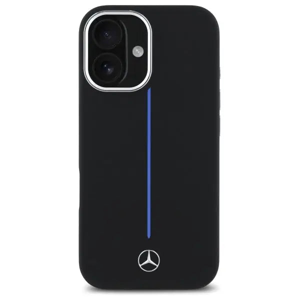 Mercedes Silicone Blue Stripe MagSafe iPhone 16 Case - Black - Cell phone cases and covers<<<HurtelXML