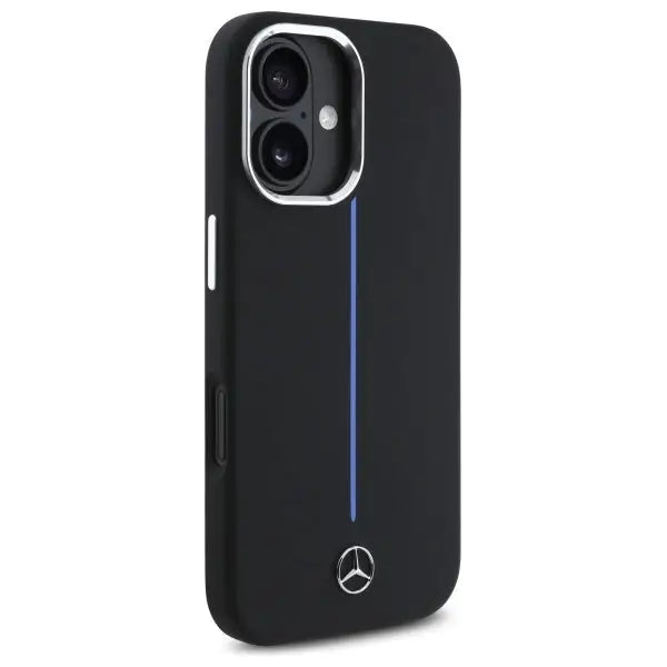 Mercedes Silicone Blue Stripe MagSafe iPhone 16 Case - Black - Cell phone cases and covers<<<HurtelXML