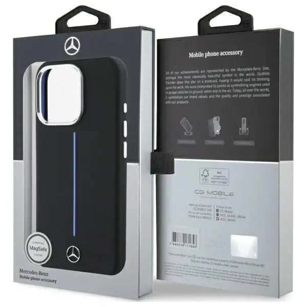 Mercedes Silicone Blue Stripe MagSafe iPhone 16 Pro Case - Black - Cell phone cases and covers<<<HurtelXML