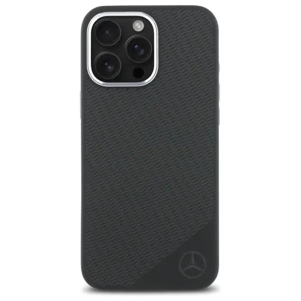 Mercedes Silicone Tonal Logo Wood Pattern MagSafe iPhone 16 Pro Max Case - Black - Cell phone cases