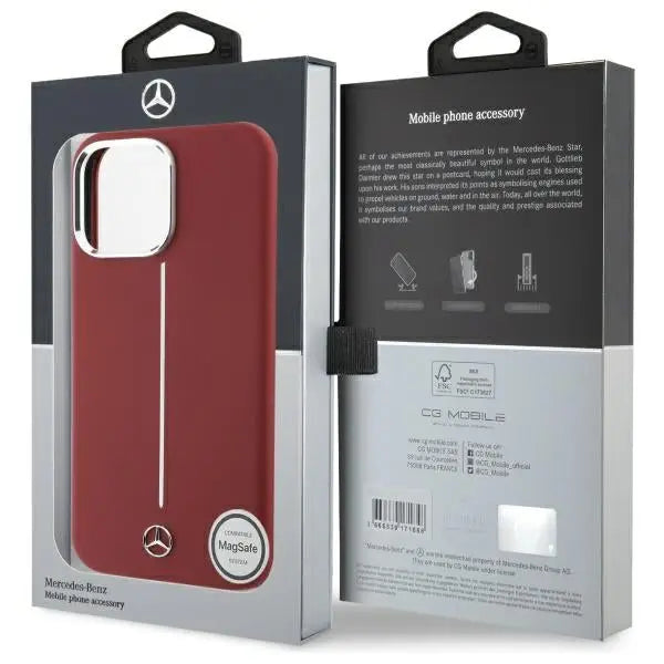 Mercedes Silicone White Stripe MagSafe Case for iPhone 16 Pro Max - Red - Cell phone cases and covers<<<HurtelXML