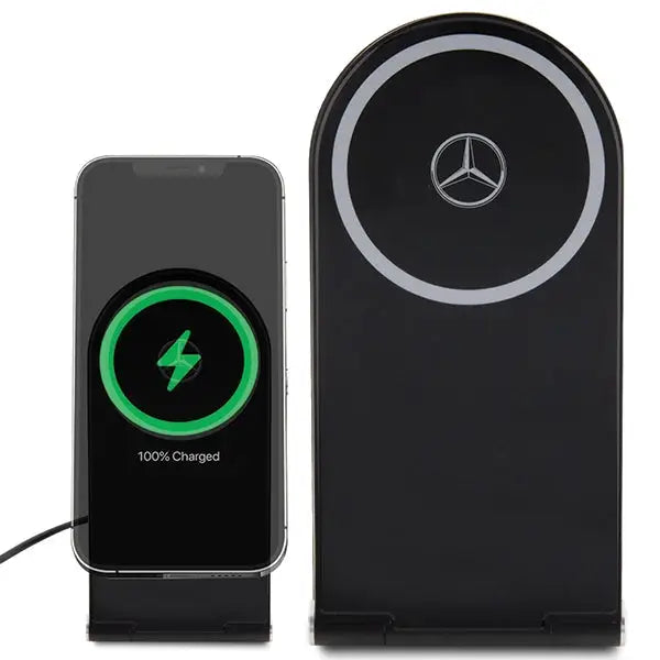 Mercedes Silver Stars MagSafe foldable 2in1 15W inductive charger - black - Cell phone USB charger<<<HurtelXML