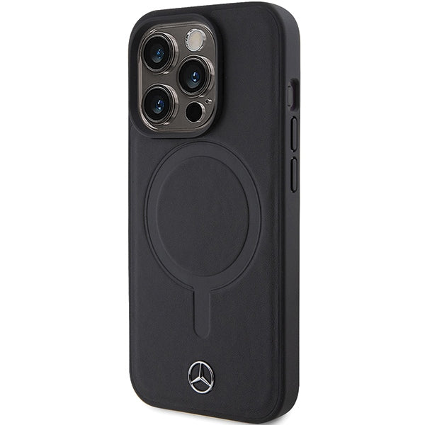 Mercedes Smooth Leather MagSafe case for iPhone 15 Pro - black - Cell phone cases and covers<<<HurtelXML