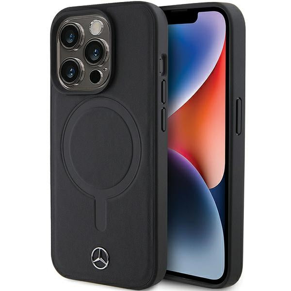 Mercedes Smooth Leather MagSafe case for iPhone 15 Pro - black - Cell phone cases and covers<<<HurtelXML