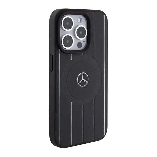 Mercedes Stripes Pattern Leather MagSafe case for iPhone 15 Pro Max - black - Cell phone cases and covers<<<HurtelXML