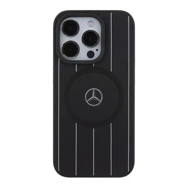 Mercedes Stripes Pattern Leather MagSafe case for iPhone 15 Pro Max - black - Cell phone cases and covers<<<HurtelXML