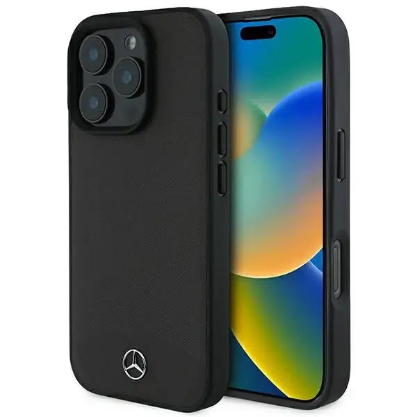 Mercedes Textured And Plain Leather MagSafe case for iPhone 16 Pro - black - Cell phone cases and covers<<<HurtelXML