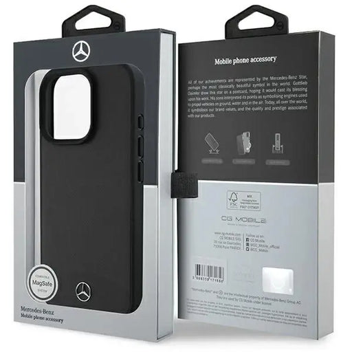 Mercedes Textured And Plain Leather MagSafe case for iPhone 16 Pro - black - Cell phone cases and covers<<<HurtelXML