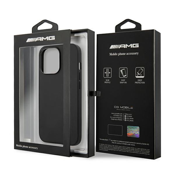 AMG AMHCP14LDOLBK iPhone 14 Pro 6.1 "black / black hardcase Leather Hot Stamped