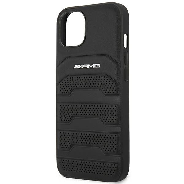 AMG AMHCP14SGSEBK iPhone 14 6.1 "black / black hardcase Leather Debossed Lines