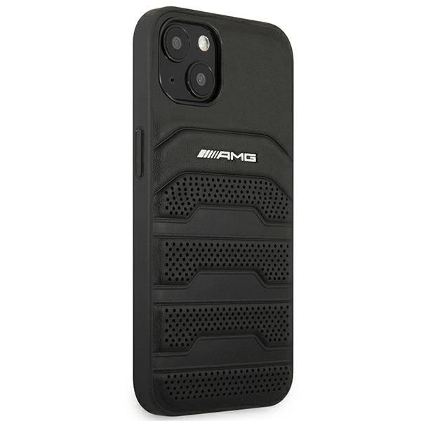 AMG AMHCP14SGSEBK iPhone 14 6.1 "black / black hardcase Leather Debossed Lines