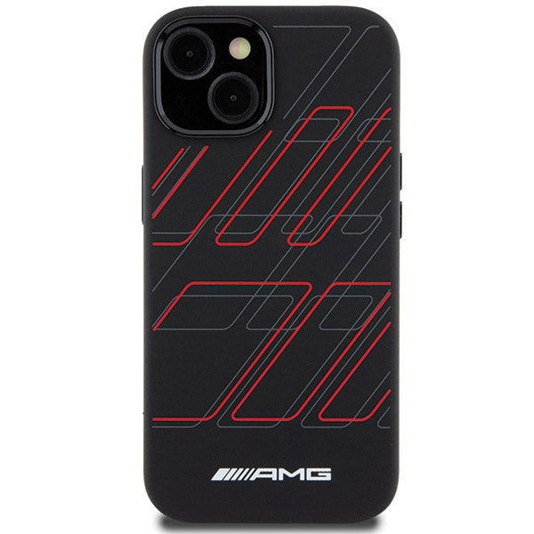AMG Silicone Large Rhombuses Pattern MagSafe Case for iPhone 15/14/13 - Black