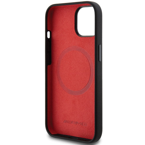 AMG Silicone Large Rhombuses Pattern MagSafe Case for iPhone 15/14/13 - Black