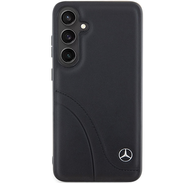 Mercedes Leather Curved Stitches case for Samsung Galaxy S24+ - black