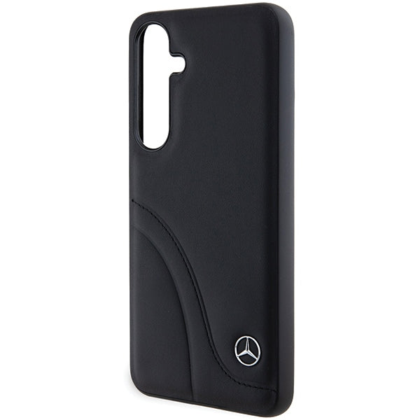 Mercedes Leather Curved Stitches case for Samsung Galaxy S24+ - black