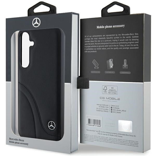 Mercedes Leather Curved Stitches case for Samsung Galaxy S24 - black