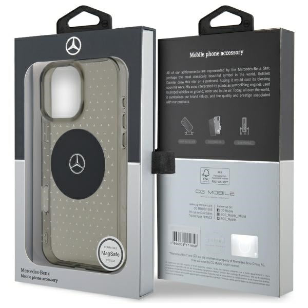 Mercedes MB Case Star Pattern for iPhone 16 Pro - Black