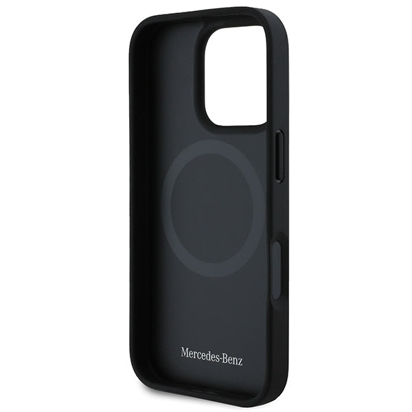 Mercedes MB Blue Line Leather MagSafe iPhone 16 Pro Case - Black