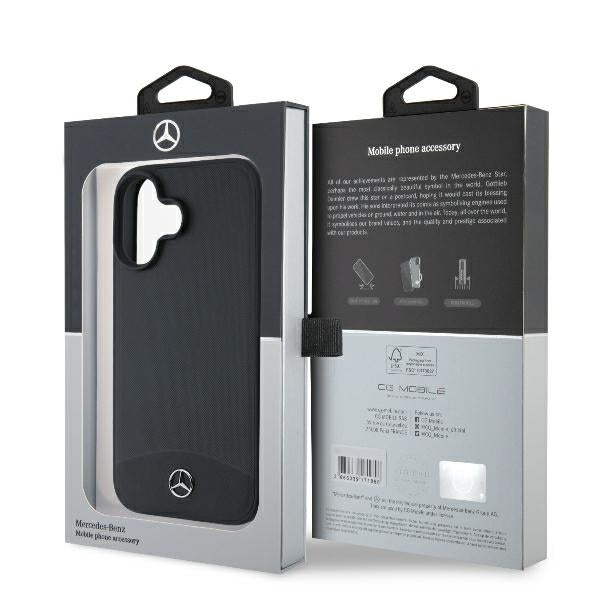 Mercedes Textured And Plain Leather MagSafe case for iPhone 16 - black