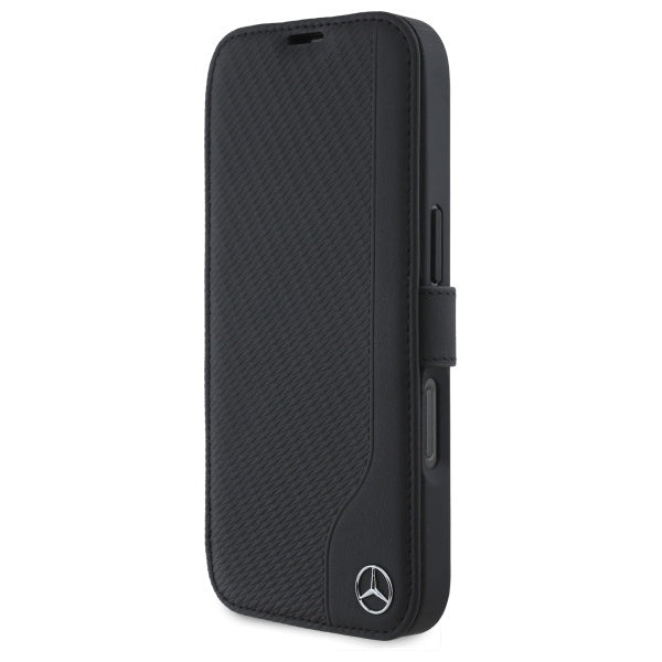 Mercedes Leather Wood Imitation iPhone 16 Case - Black