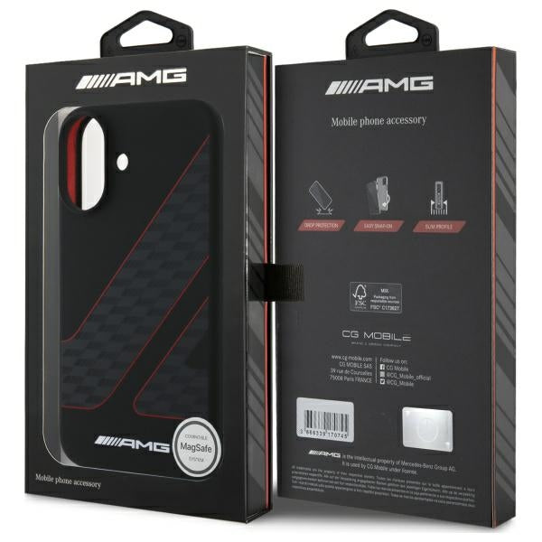 AMG Checkered Flag Pattern MagSafe iPhone 16 Case - Black