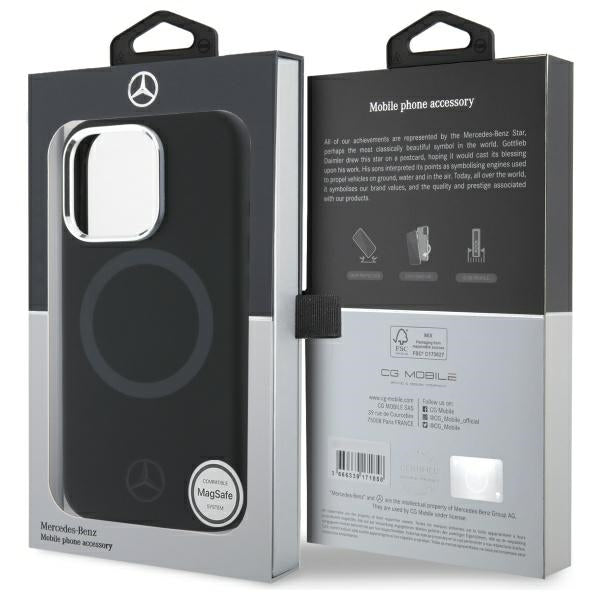 Mercedes Silicone Tonal Logo MagSafe iPhone 16 Pro Case - Black