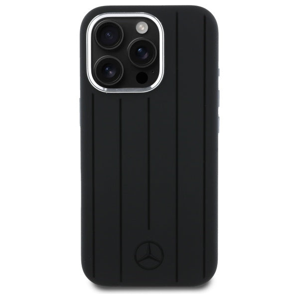 Mercedes Silicone Vertical Tonal Stripes MagSafe Case for iPhone 16 Pro Max - Black