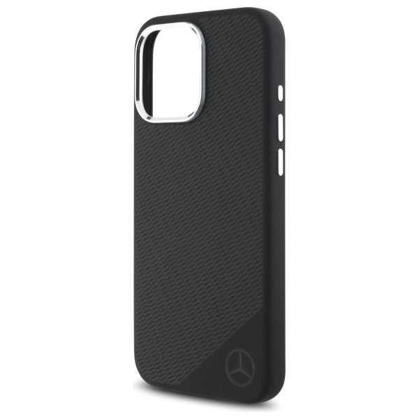 Mercedes MEHMP16L23SUGDK iPhone 16 Pro 6.3" black/black hardcase Silicone Tonal Logo Wood Pattern MagSafe